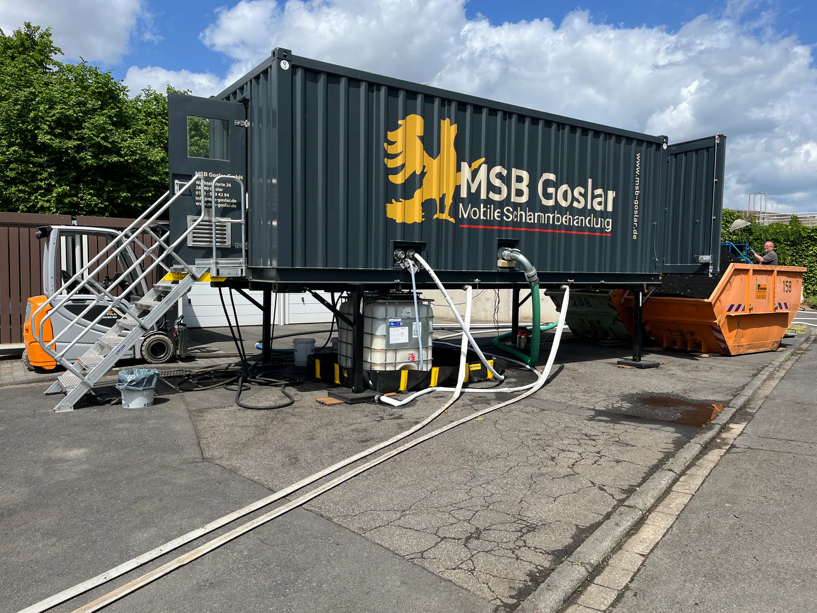 Mobile MSB-Containeranlage MA2 am Einsatzort.